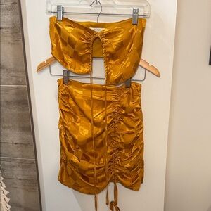 12th Tribe Mustard Yellow Ruched Top
